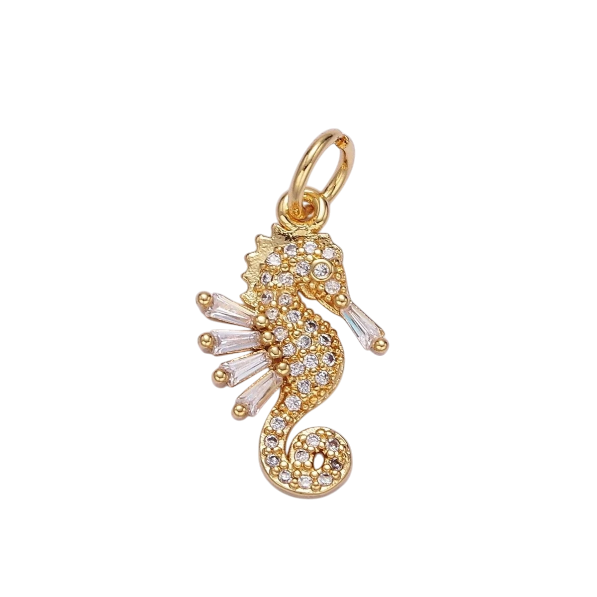 24K Gold Filled Seahorse Ocean Animal Micro Pave CZ Charm