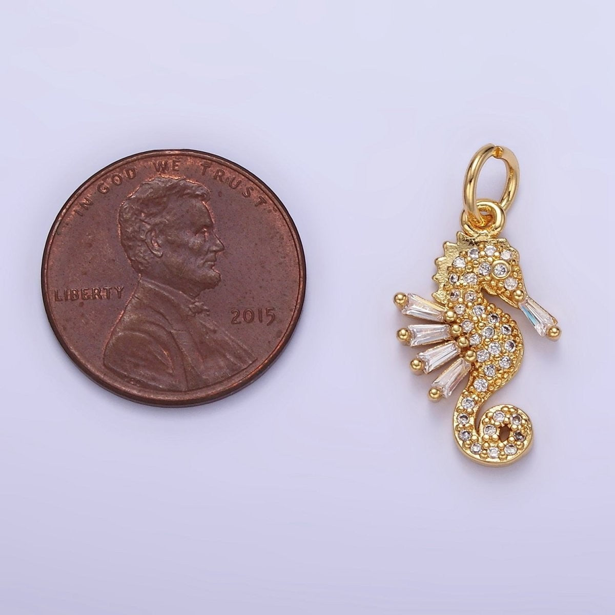 24K Gold Filled Seahorse Ocean Animal Micro Pave CZ Charm