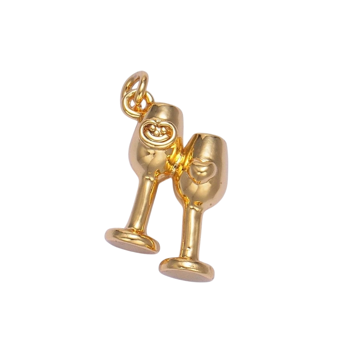 24K Gold Filled Smiley Face Heart Wine Cup Charm