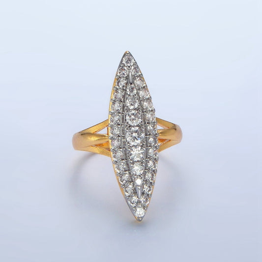 24K Gold-Filled Sphere Micro Pave CZ Solitaire Mixed Metal Ring