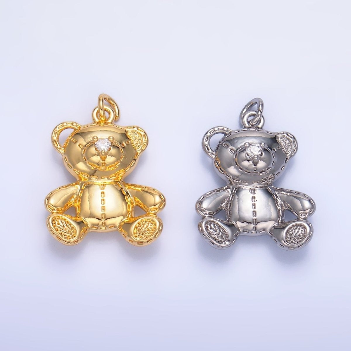 24K Gold Filled Teddy Bear Toy Animal Charm in Gold or Silver