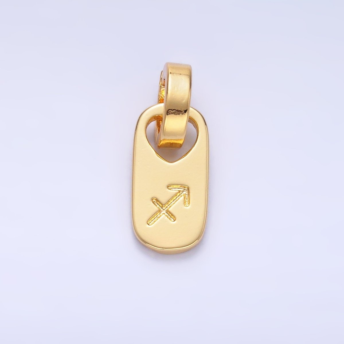 24K Gold-Filled Zodiac Star Sign Script Engraved Snap Latch Tag Pendant