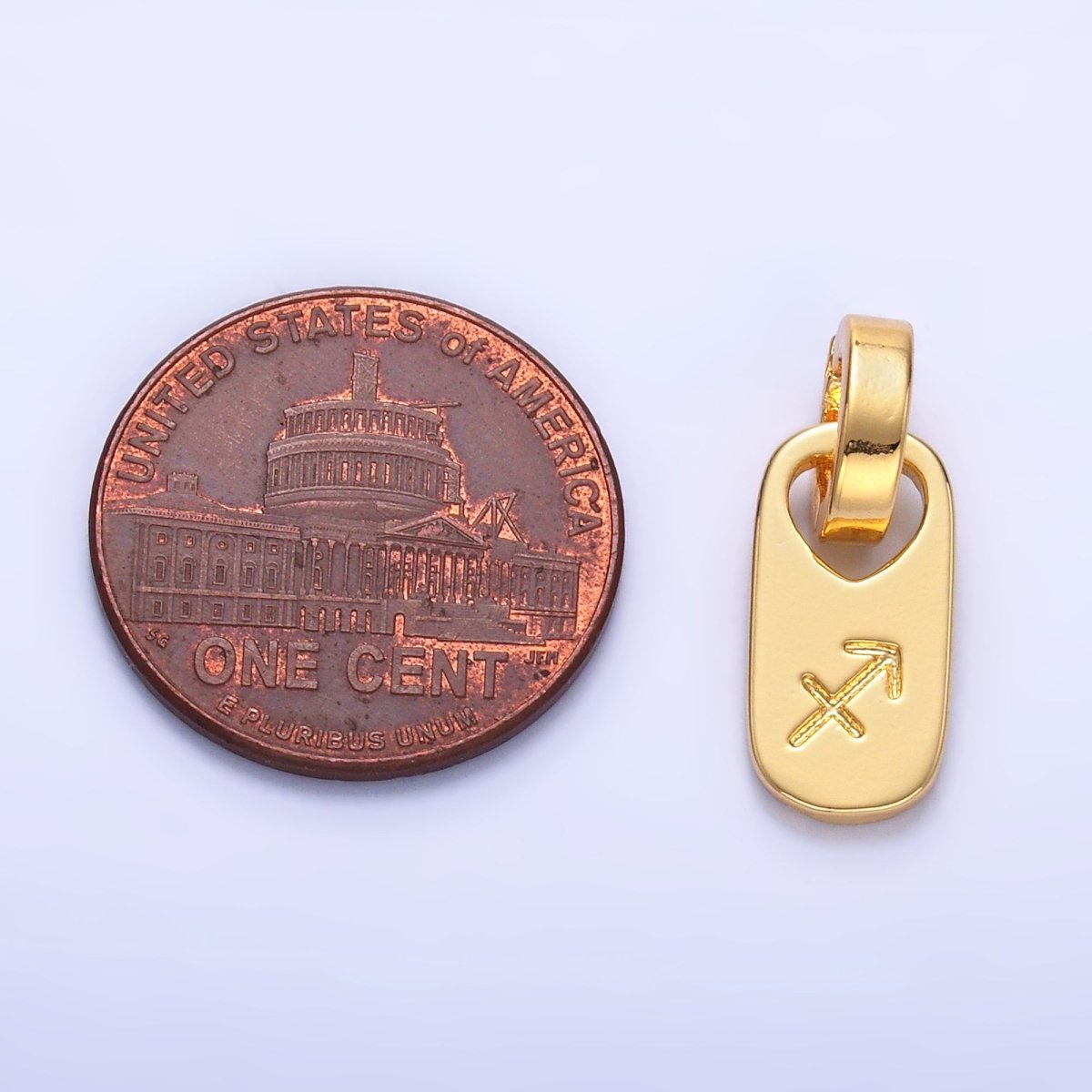 24K Gold-Filled Zodiac Star Sign Script Engraved Snap Latch Tag Pendant