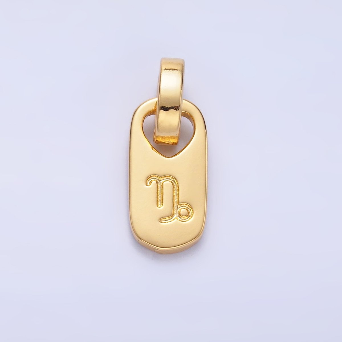 24K Gold-Filled Zodiac Star Sign Script Engraved Snap Latch Tag Pendant
