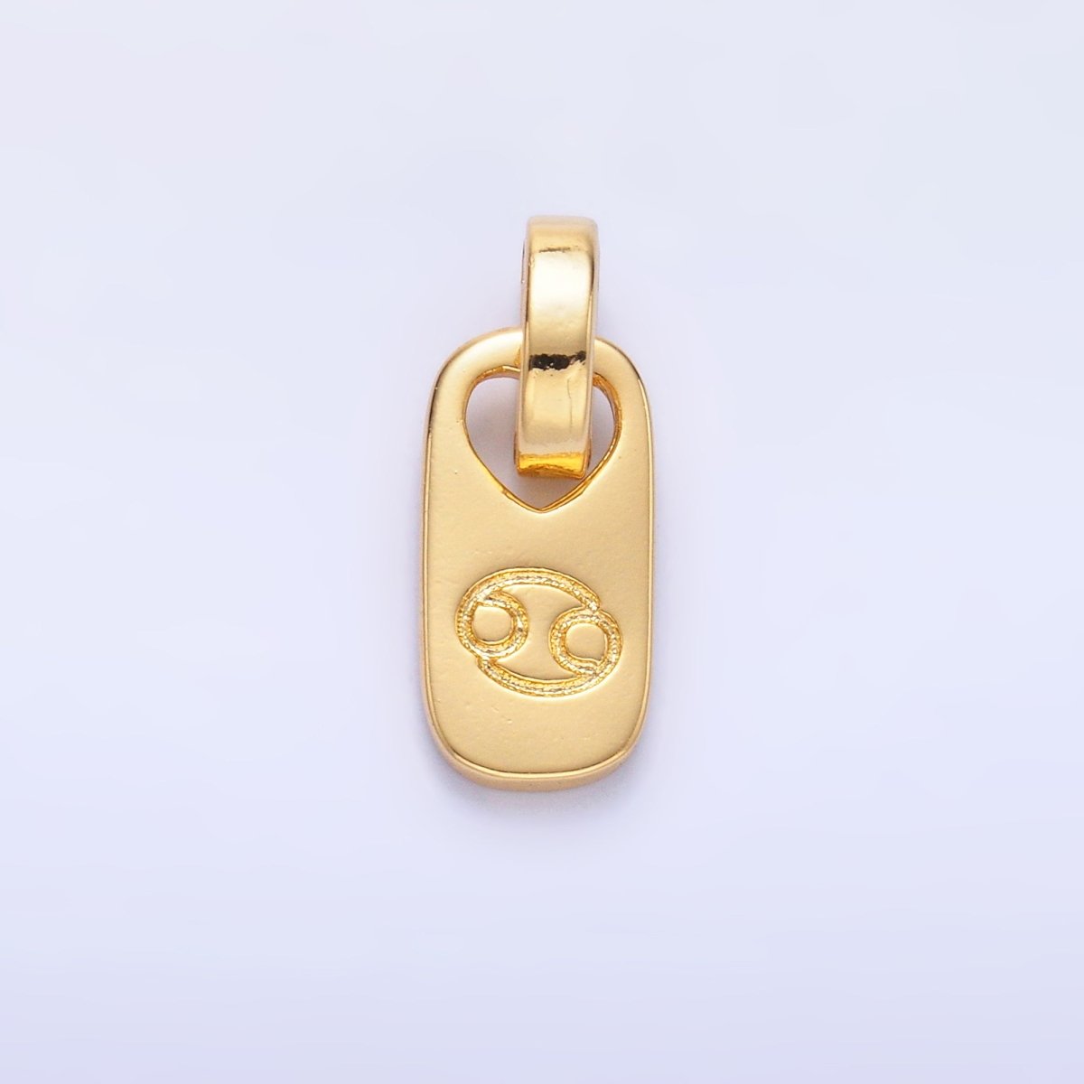 24K Gold-Filled Zodiac Star Sign Script Engraved Snap Latch Tag Pendant