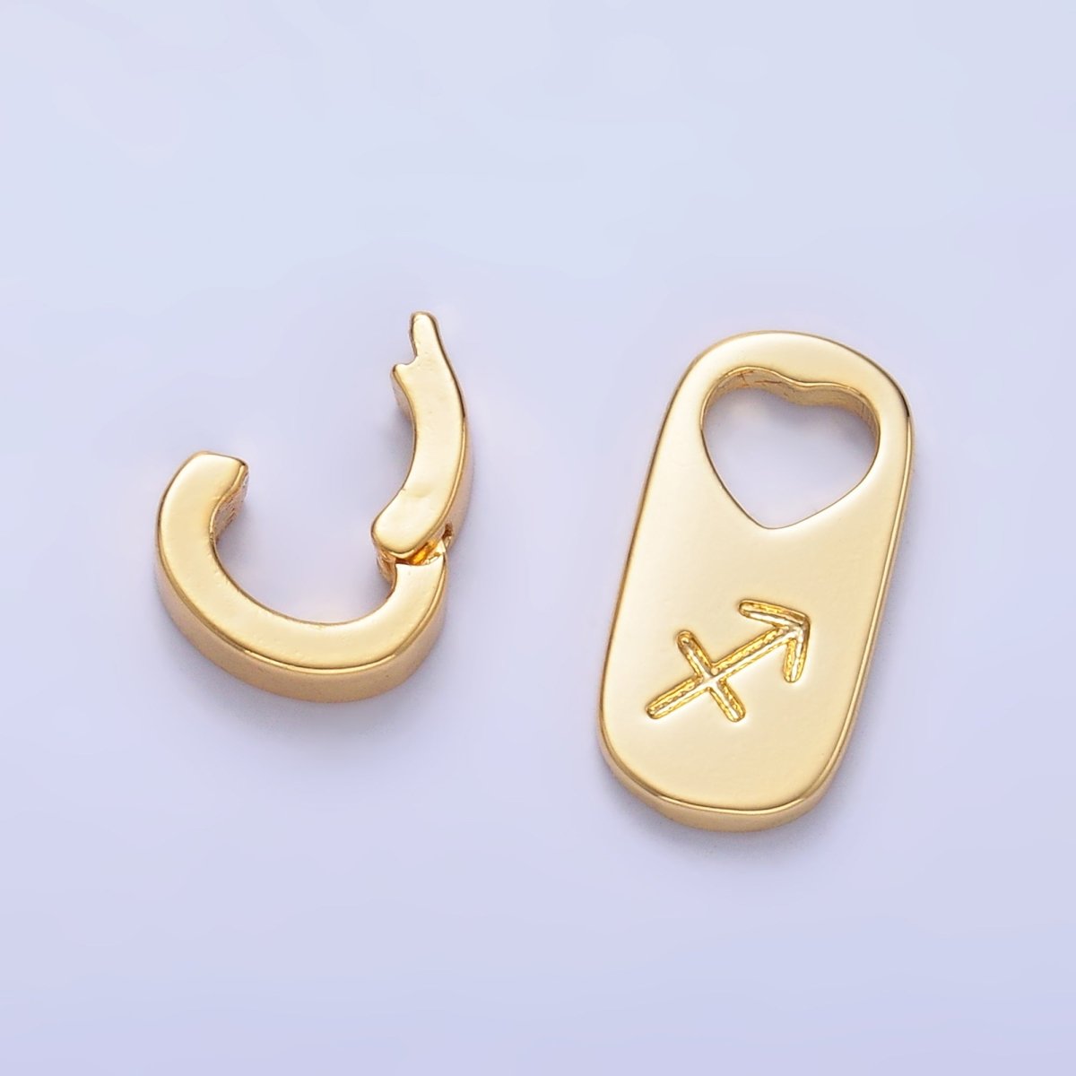 24K Gold-Filled Zodiac Star Sign Script Engraved Snap Latch Tag Pendant