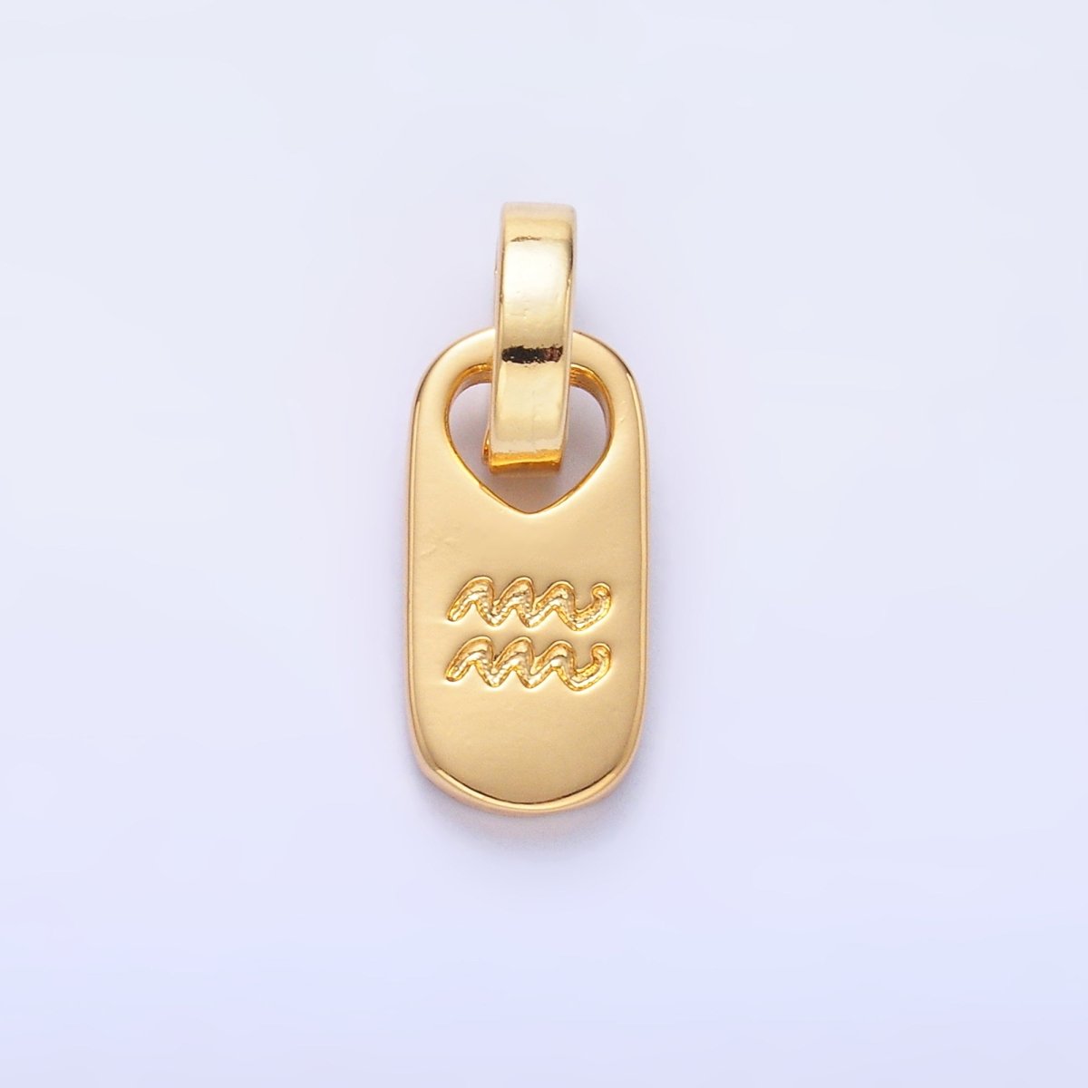 24K Gold-Filled Zodiac Star Sign Script Engraved Snap Latch Tag Pendant