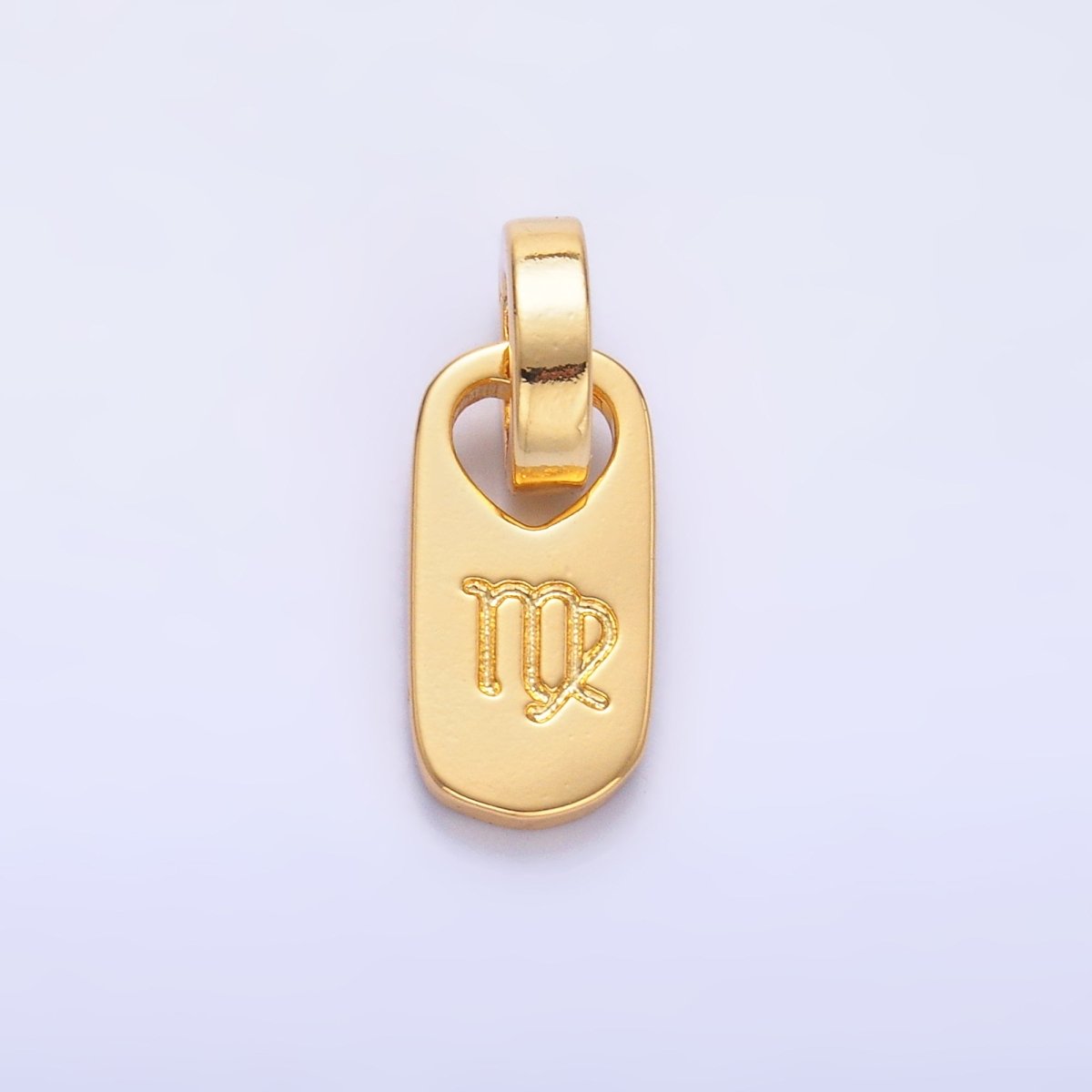 24K Gold-Filled Zodiac Star Sign Script Engraved Snap Latch Tag Pendant