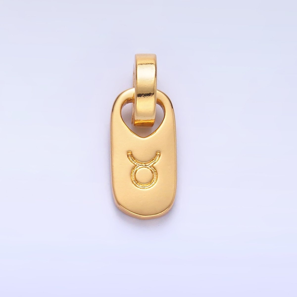 24K Gold-Filled Zodiac Star Sign Script Engraved Snap Latch Tag Pendant