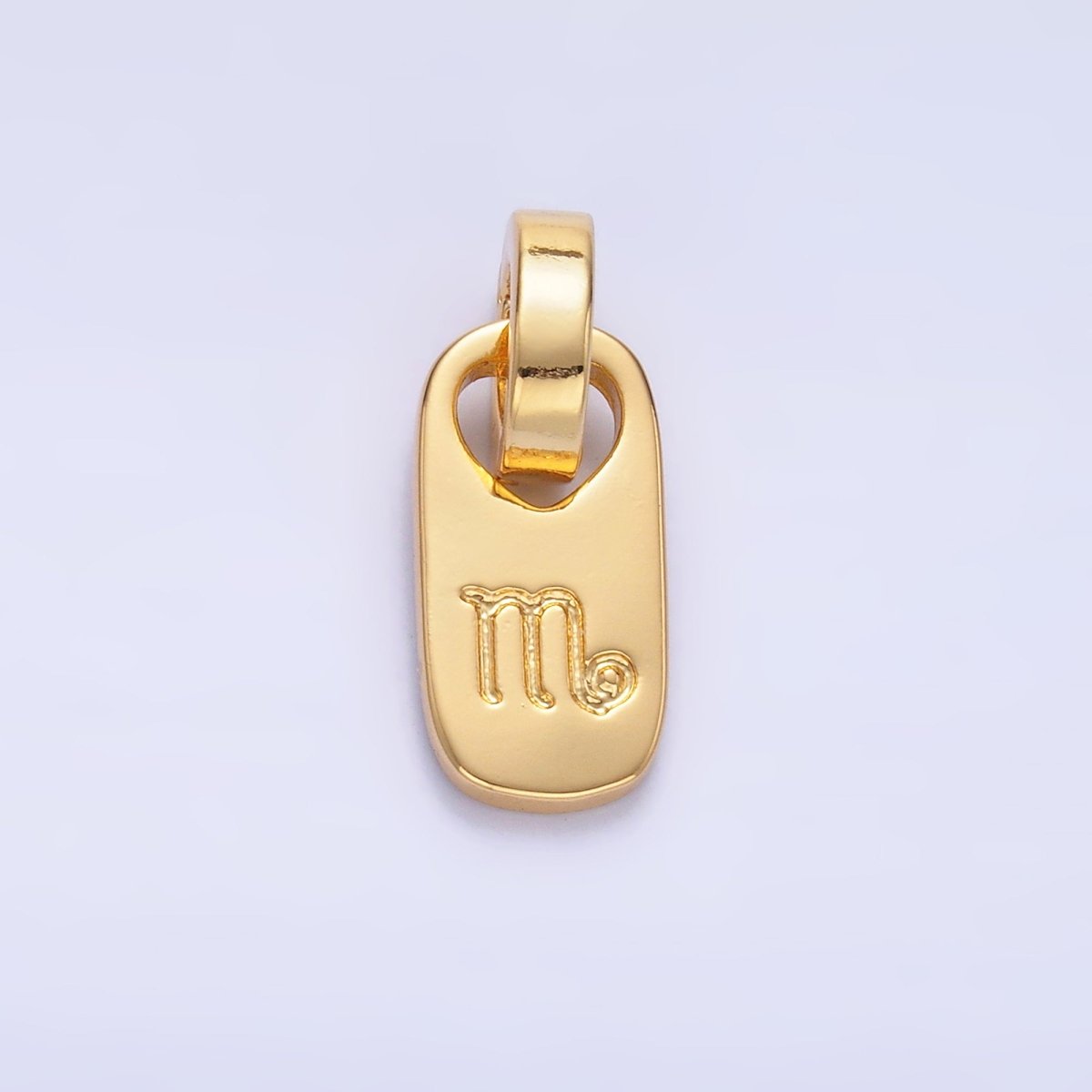 24K Gold-Filled Zodiac Star Sign Script Engraved Snap Latch Tag Pendant