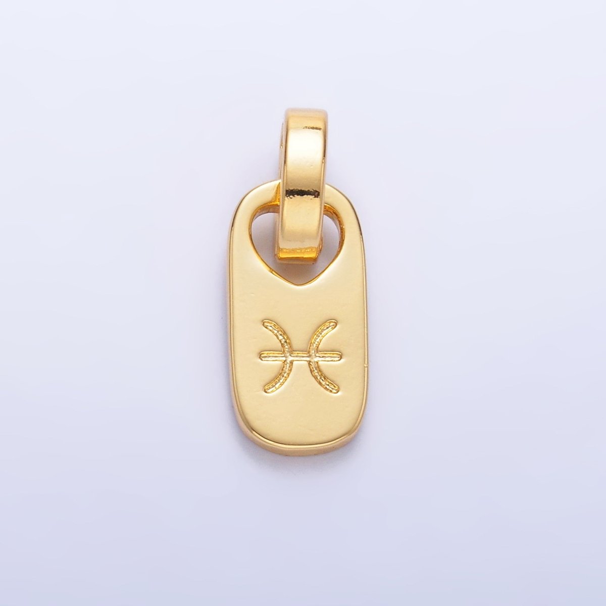 24K Gold-Filled Zodiac Star Sign Script Engraved Snap Latch Tag Pendant