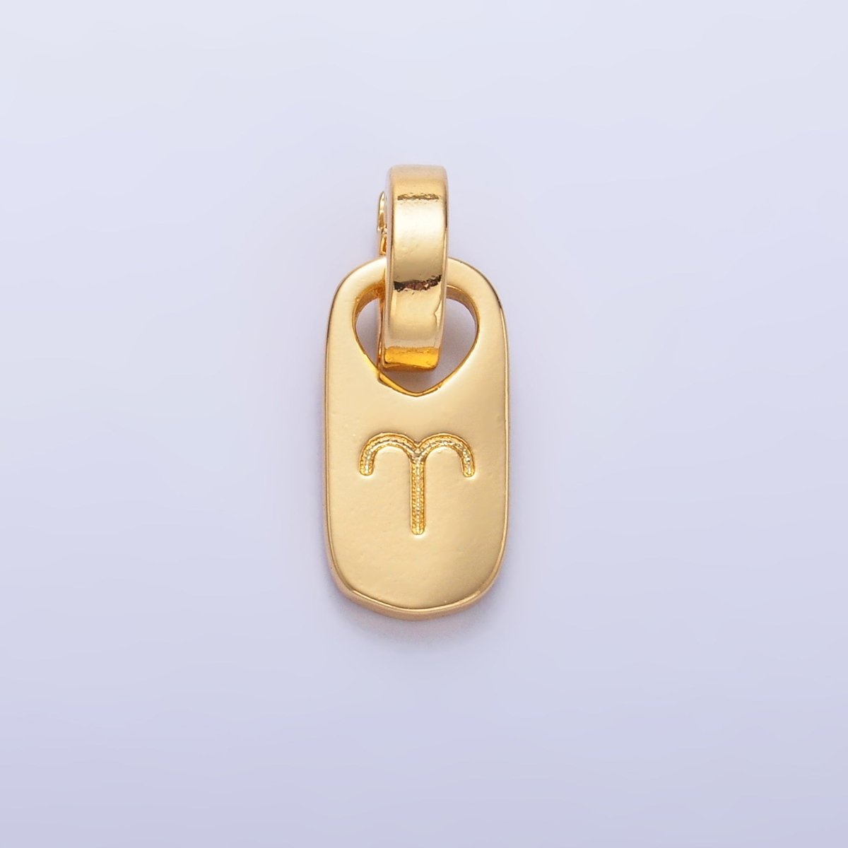 24K Gold-Filled Zodiac Star Sign Script Engraved Snap Latch Tag Pendant