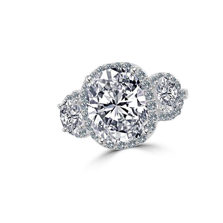 Sterling Silver Platinum Plated 2.5CT Cushion Halo Cut Cubic Zirconia Ring