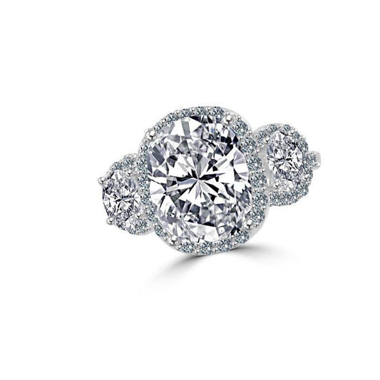 Sterling Silver Platinum Plated 2.5CT Cushion Halo Cut Cubic Zirconia Ring