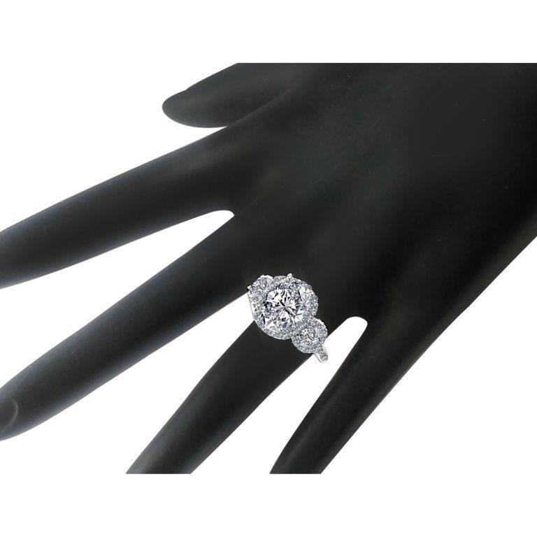 Sterling Silver Platinum Plated 2.5CT Cushion Halo Cut Cubic Zirconia Ring