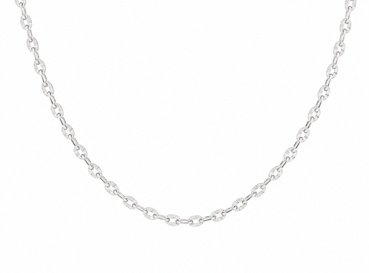 White Gold Filled 3mm Sunburst Cable Unique Everyday Layering 18 Inch Chain Silver Necklace