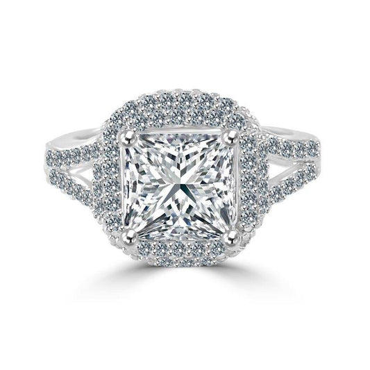Sterling Silver 2CT Square Princess Cut Cubic Zirconia Ring