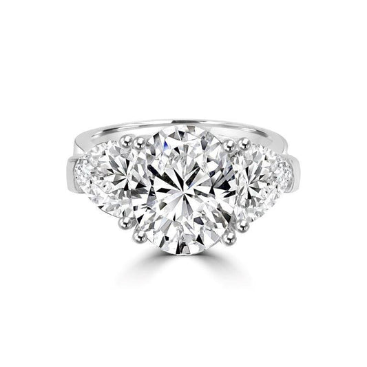 Sterling Silver 6.5CT Three Stone Oval Cubic Zirconia Engagement Ring