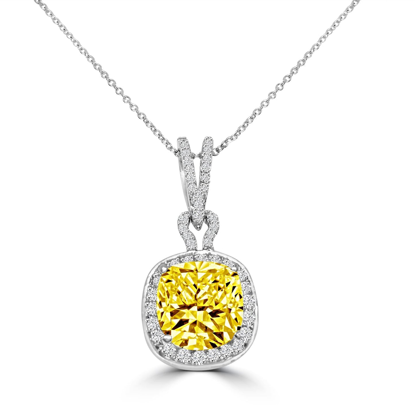 Stunning 3CT Cushion Cut Cubic zirconia Pendant Necklace