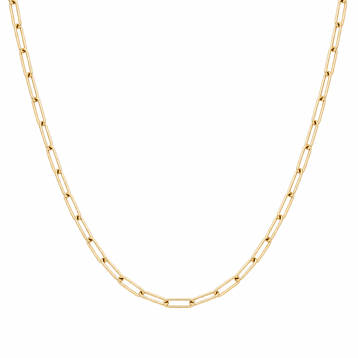 Dainty 14K Gold Filled 3mm Paperclip Chain 17.5 inch Necklace