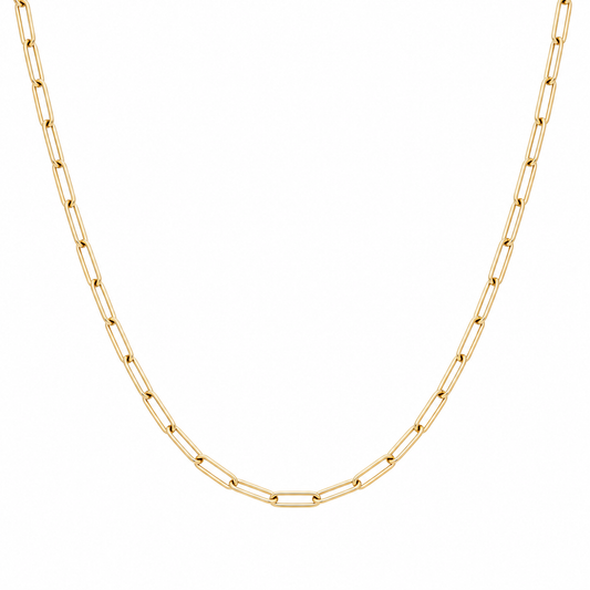 Dainty 14K Gold Filled 3mm Paperclip Chain 17.5 inch Necklace