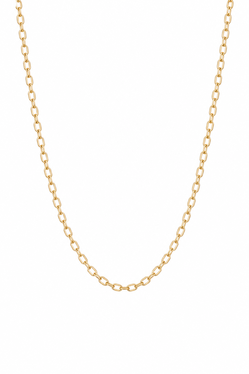 Dainty 17.5 Inch Rolo 2.5mm Chain Necklace 18K Gold-Plated Rolo Chain Necklace w/ Spring Ring Clasp