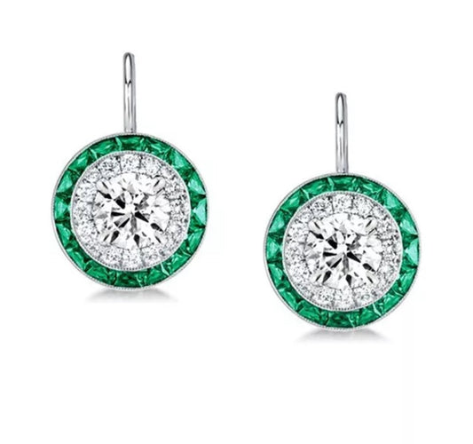 4CT Vintage Style Cubic Zirconia Round Earrings