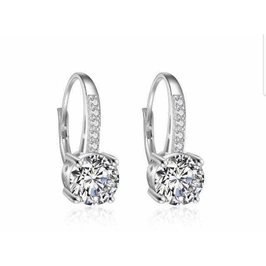Brilliant 4CT Cubic Zirconia Sterling Silver Lever Back Earrings