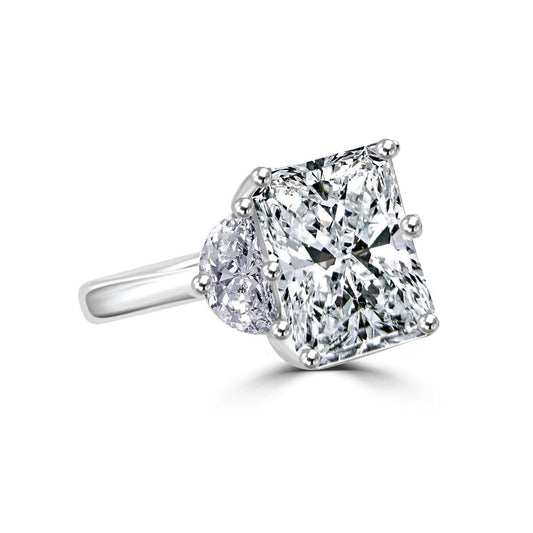 Radiant 5CT Cubic Zirconia Three Stone Sterling Silver Ring