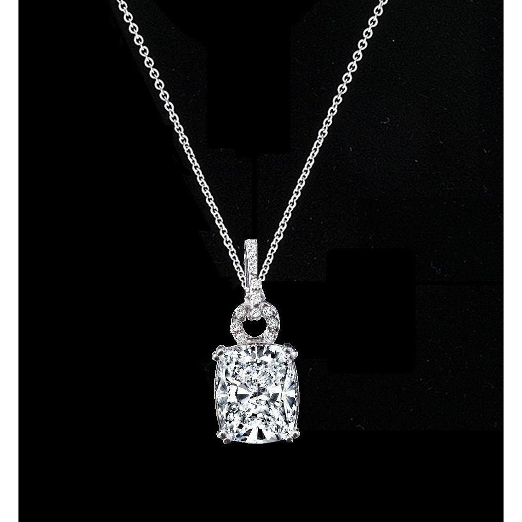 5CT Cushion Cut Cubic Zirconia Pendant Necklace