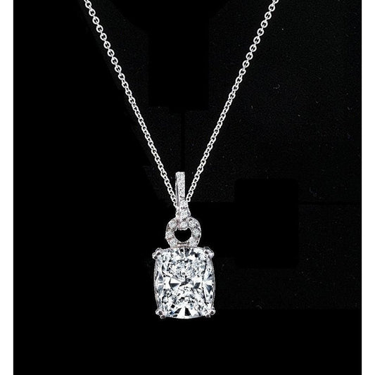5CT Cushion Cut Cubic Zirconia Pendant Necklace