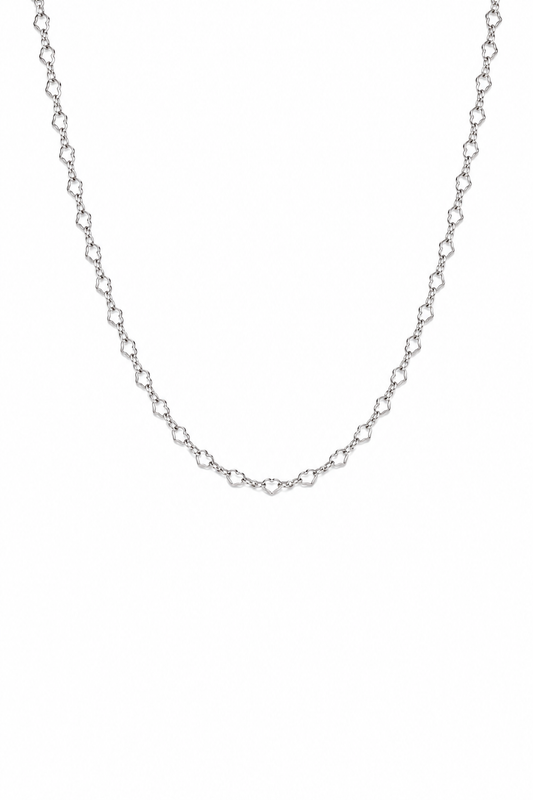 Dainty 2mm Heart Chain Necklace Stainless Steel 18" Necklace in Silver