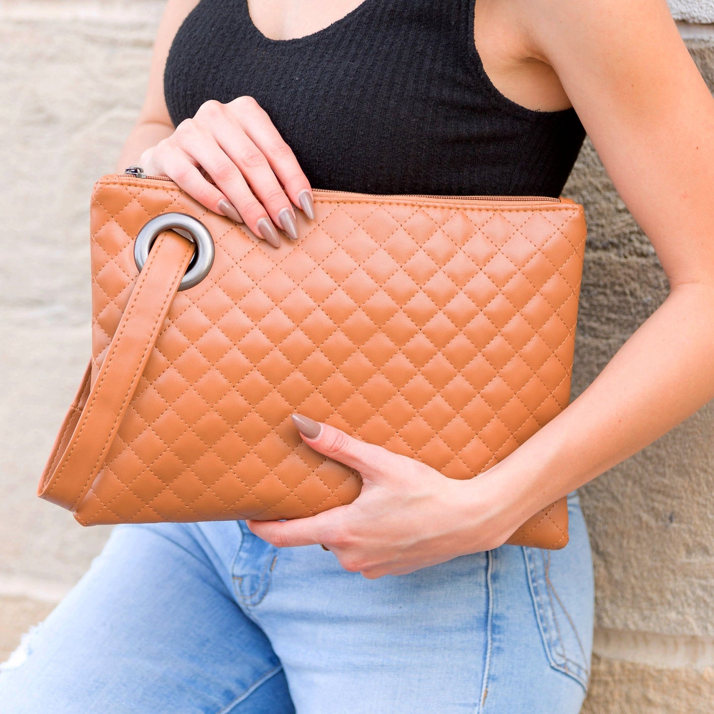 Quilted Wristlet Clutch Bag