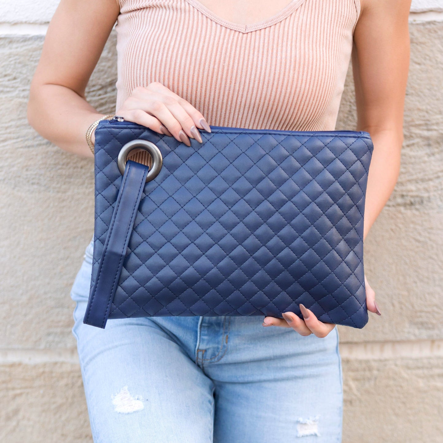 Quilted Wristlet Clutch Bag