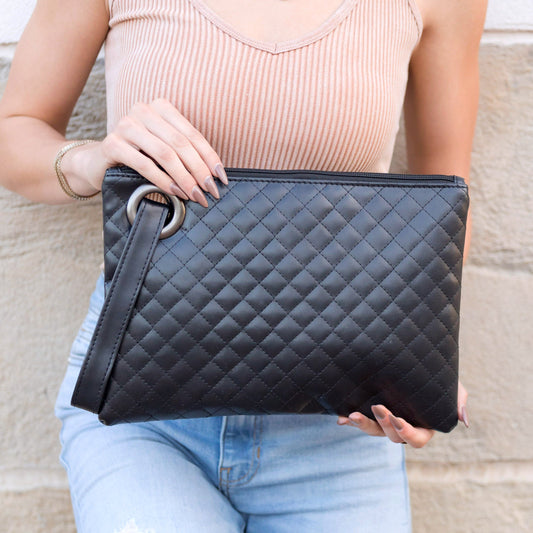 Quilted Wristlet Clutch Bag