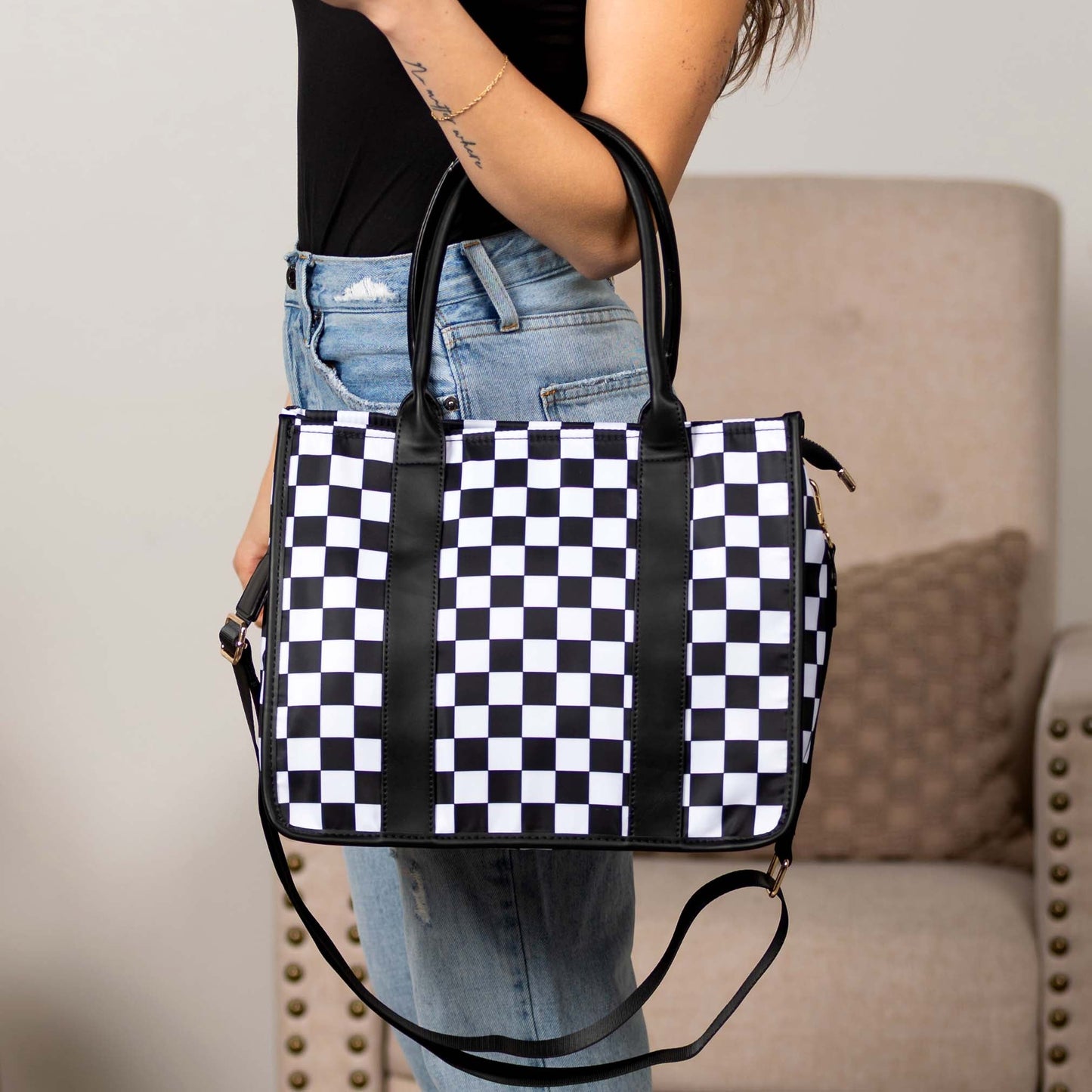 Dallas Checkered Tote Bag