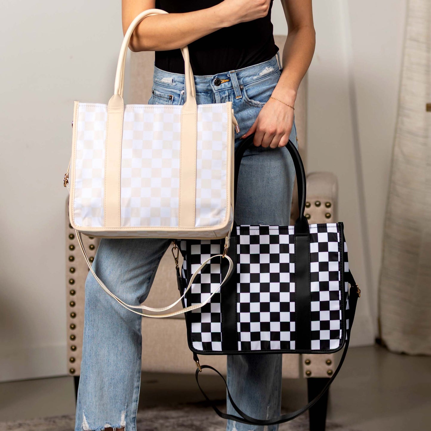 Dallas Checkered Tote Bag