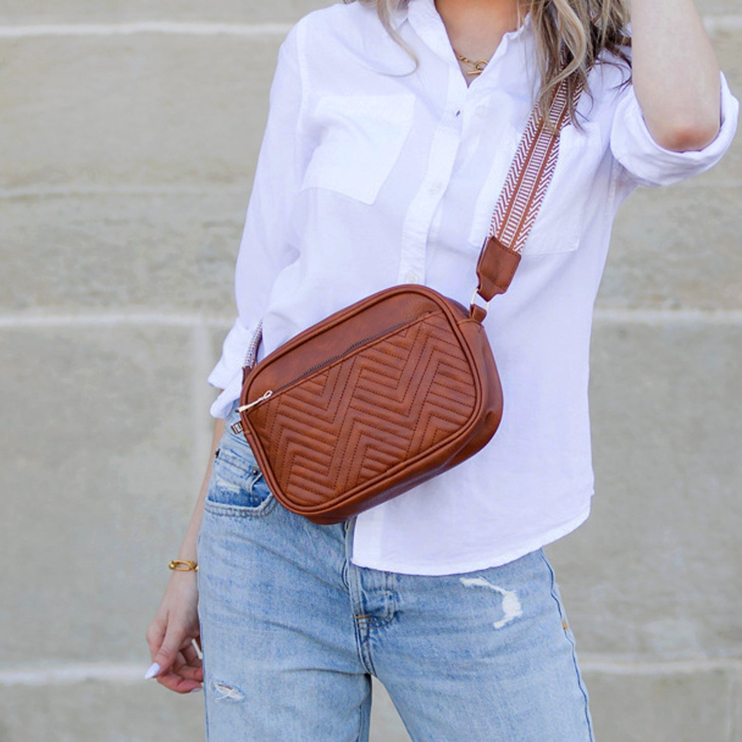 Everly Vegan Leather Camera Crossbody Bag
