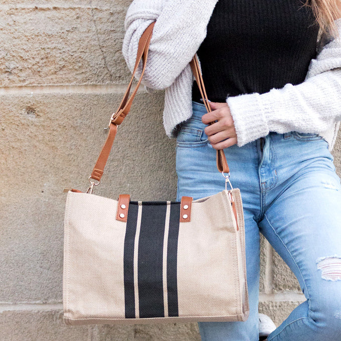 Canvas Stripe Tote Bag