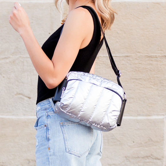 River Metallic Puffer Crossbody Bag
