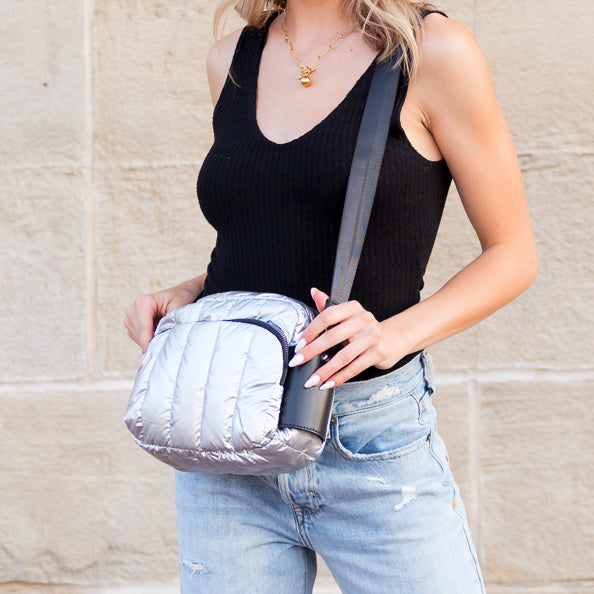 River Metallic Puffer Crossbody Bag