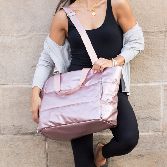 Metallic Puffer Tote Bag