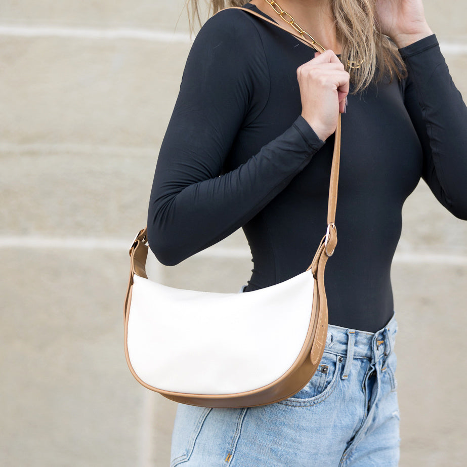 Nadia Colorblock Vegan Leather Crescent Sling Bag