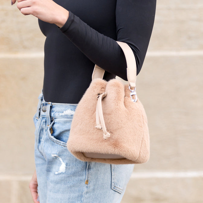 Elle Convertible Plush Top Handle Crossbody Bag