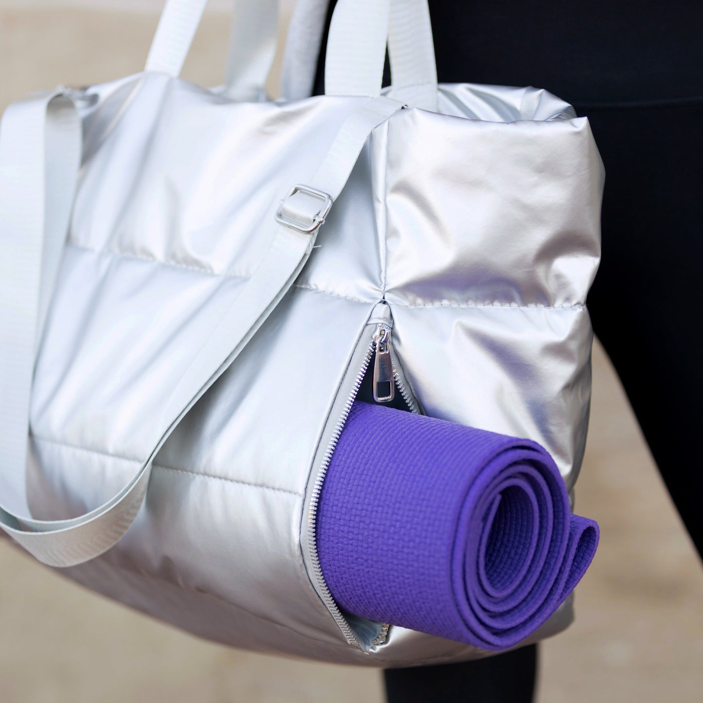 Metallic Puffer Tote Bag