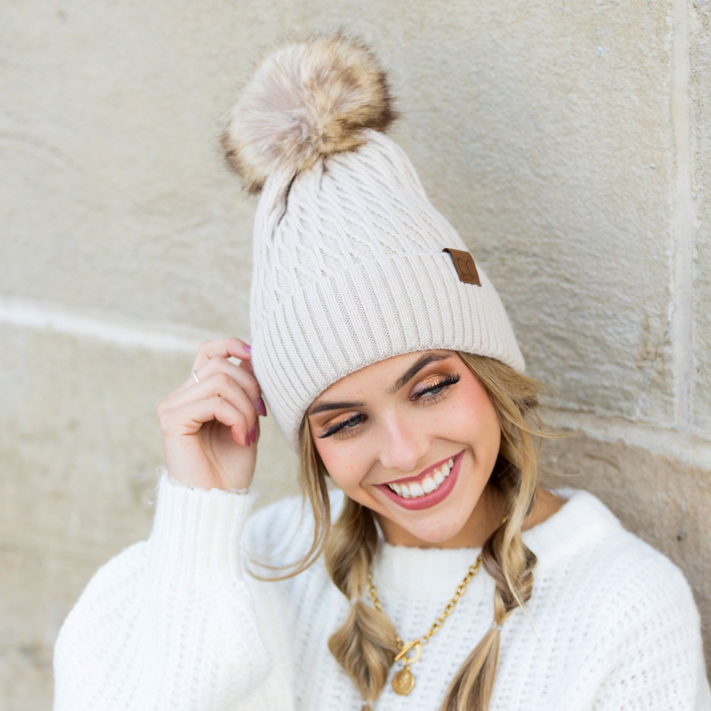 C.C® Honeycomb Pom Beanie