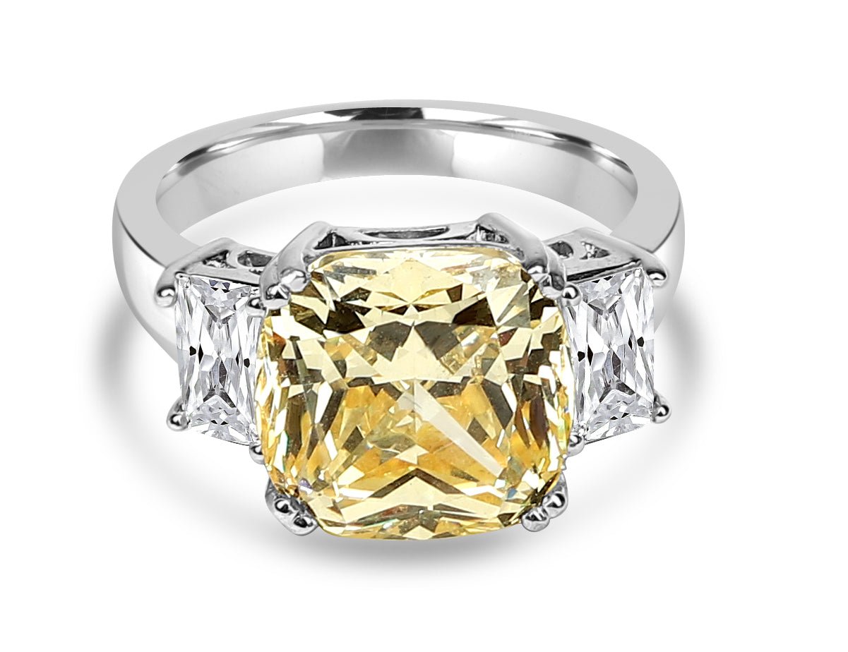 Elegant 5CT Three Stone Cushion Cubic Zirconia Engagement Ring