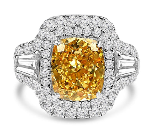 5CT Cushion Cut Sterling Silver Cubic Zirconia Ring