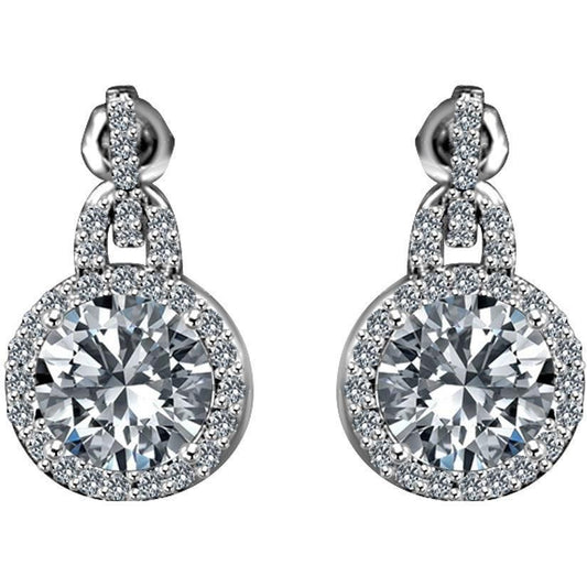 6CT Round Cubic Zirconia Sterling Silver Earrings