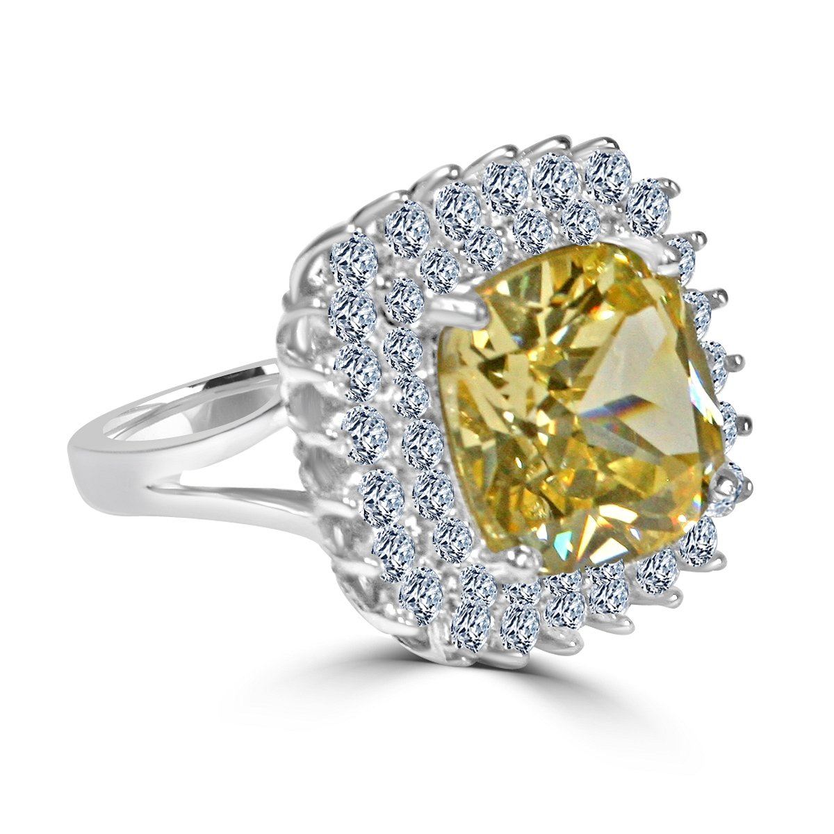 7CT Cushion Cut Cubic Zirconia Sterling Silver Ring